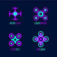 Vetor grátis coleção de logotipos de drones de design plano