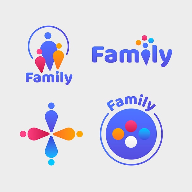 Vetor grátis coleção de logotipos de família fofos
