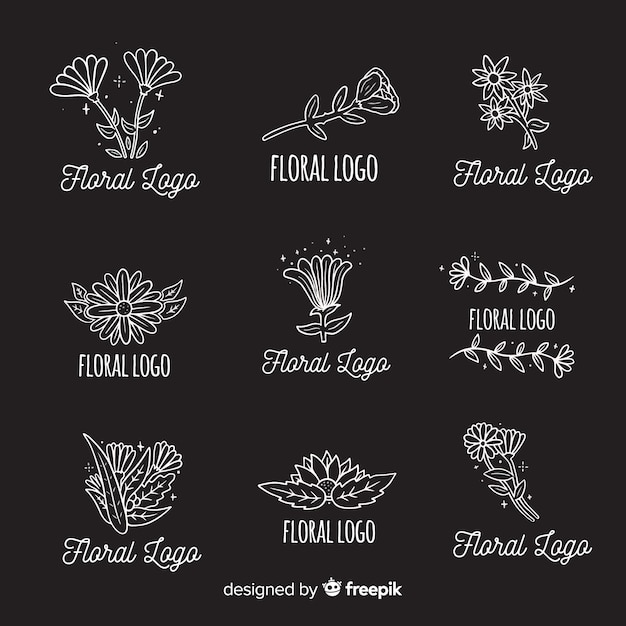 Vetor grátis coleção de logotipos de florista de casamento