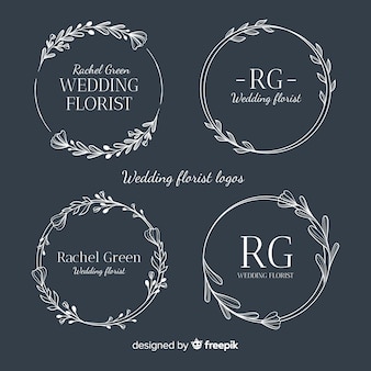 Coleção de logotipos de florista de casamento