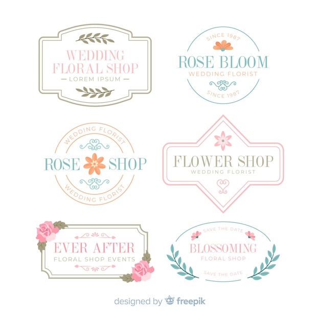 Coleção de logotipos de florista de casamento