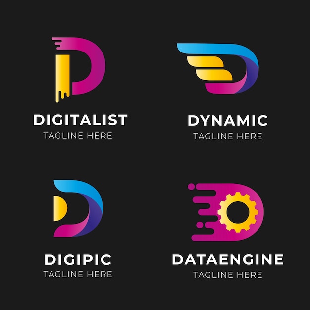 Vetor grátis coleção de logotipos de gradiente d