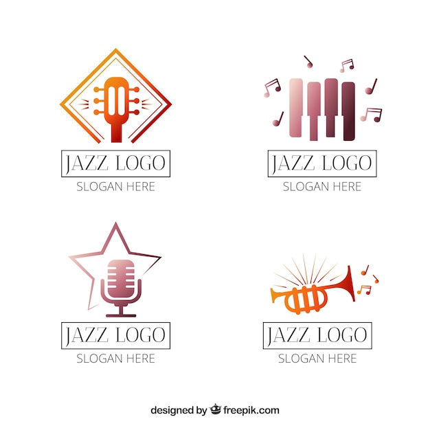 Coleção de logotipos de jazz em estilo gradiente