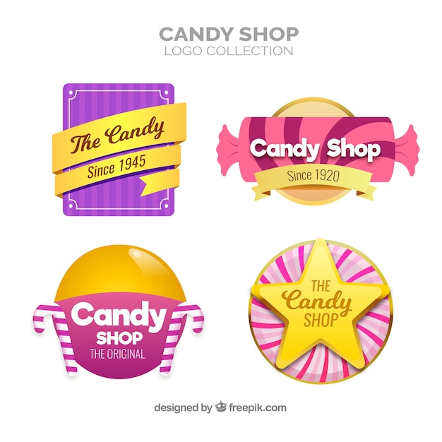 Coleção de logotipos de loja de doces para empresas