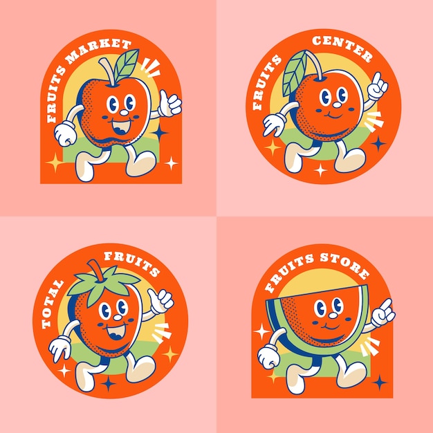 Coleção de logotipos de marca retrô desenhados à mão
