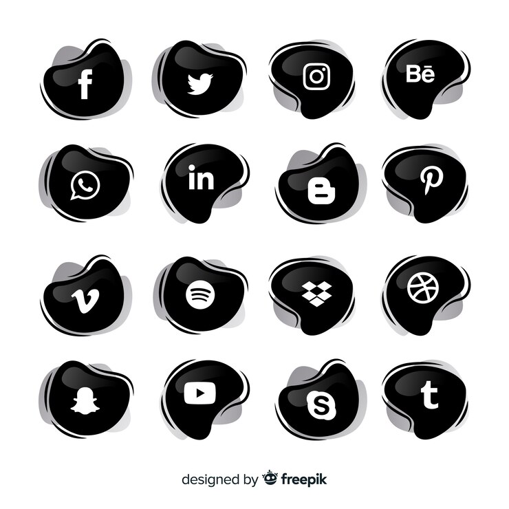 Vetor grátis coleção de logotipos de mídia social preta