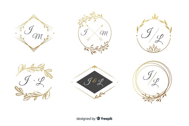 Coleção de logotipos de monograma de casamento