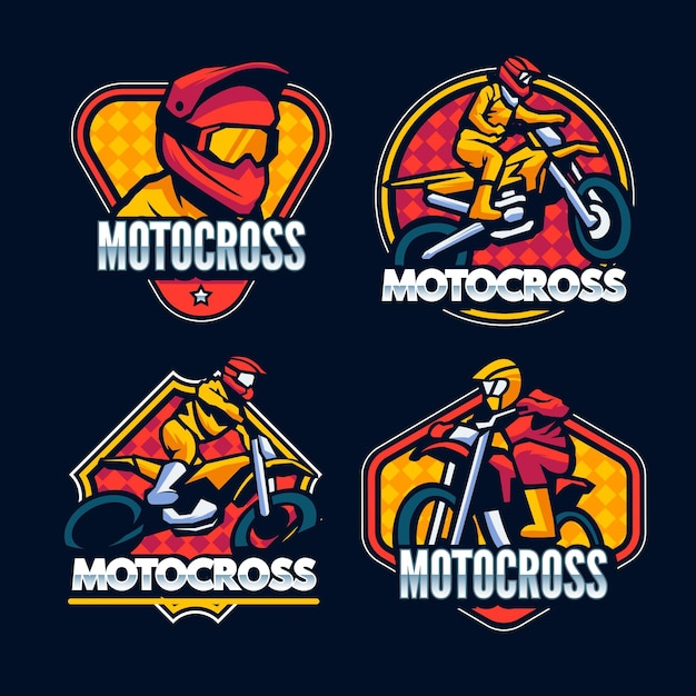 Vetor grátis coleção de logotipos de motocross