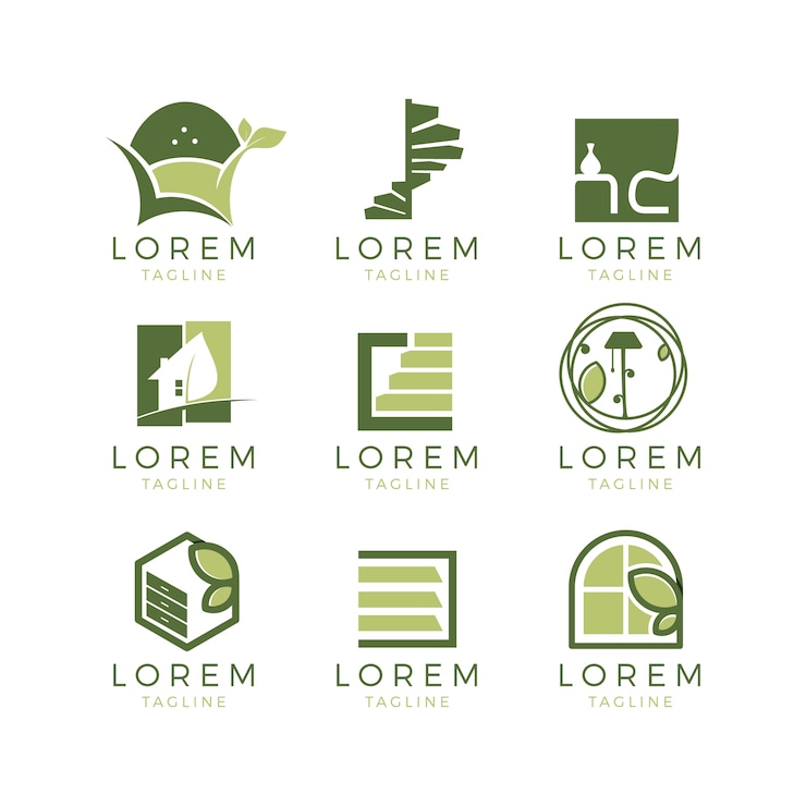 Vetor grátis coleção de logotipos de móveis