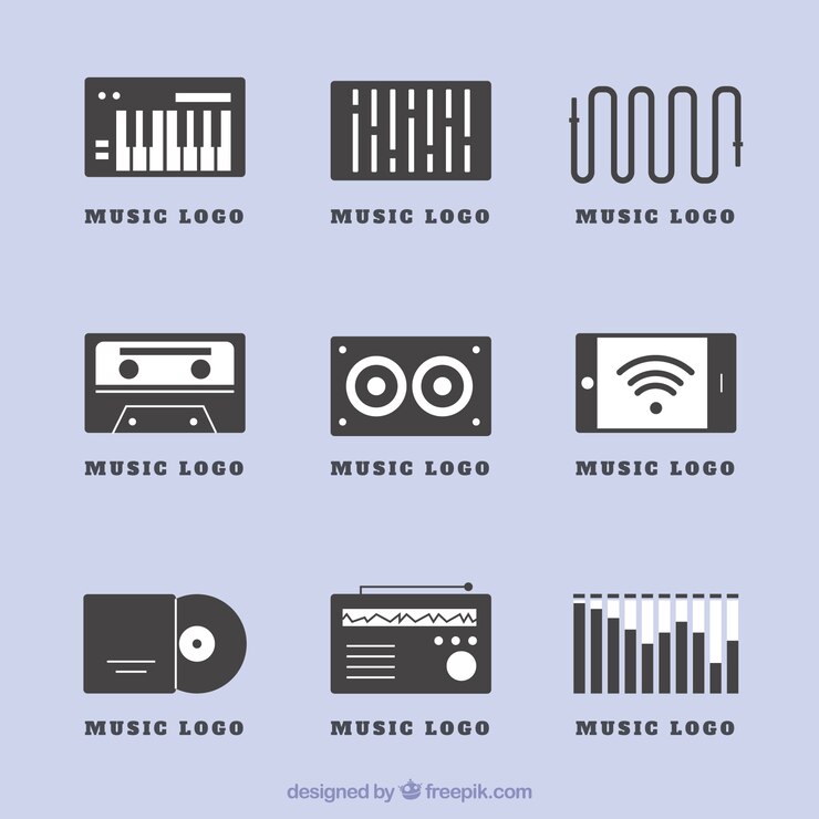 Vetor grátis coleção de logotipos de música