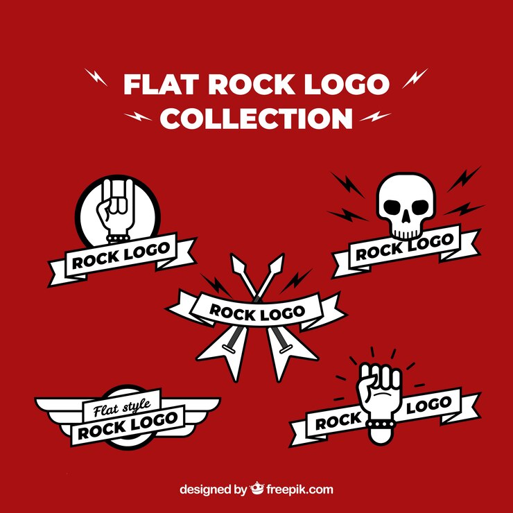 Vetor grátis coleção de logotipos de rock em estilo simples