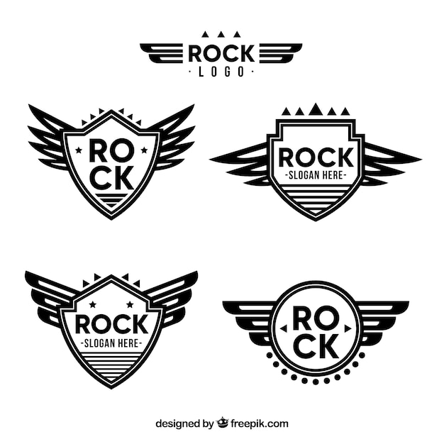 Vetor grátis coleção de logotipos de rock em estilo simples