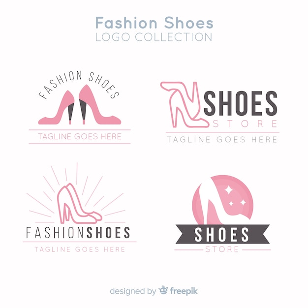 Vetor grátis coleção de logotipos de sapato de moda