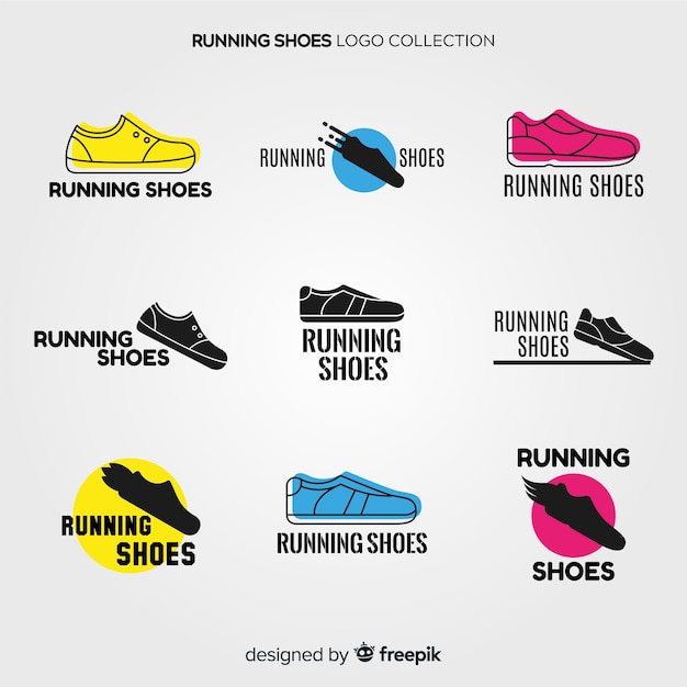 Vetor grátis coleção de logotipos de sapato