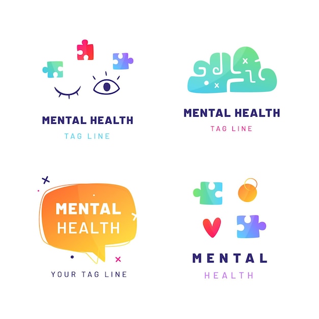 Vetor grátis coleção de logotipos de saúde mental gradiente