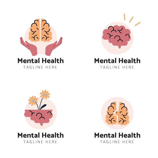 Vetor grátis coleção de logotipos de saúde mental