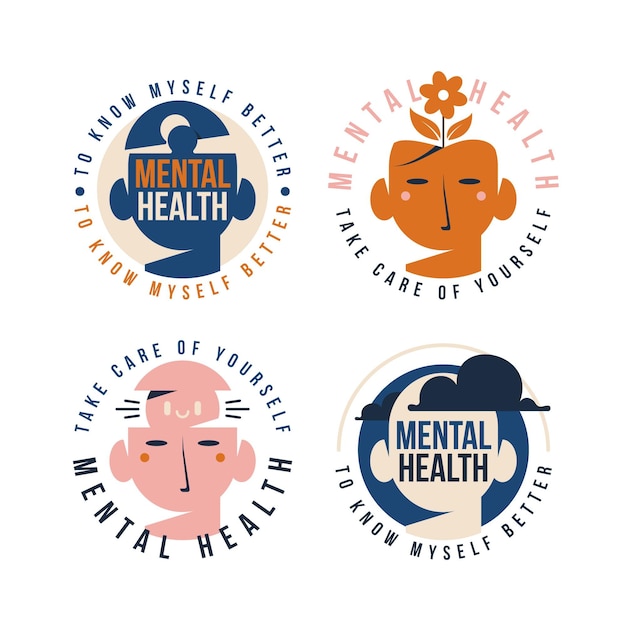 Vetor grátis coleção de logotipos de saúde mental