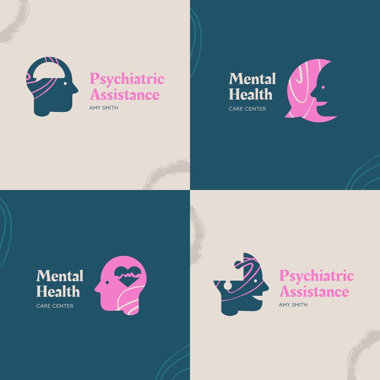 Vetor grátis coleção de logotipos de saúde mental