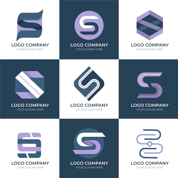 Coleção de logotipos do flat design