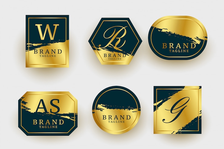 Vetor grátis coleção de logotipos dourados de luxo geométrico