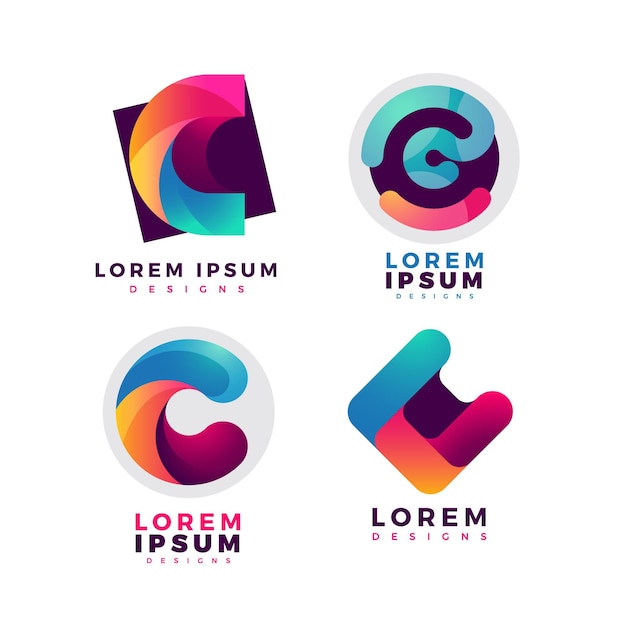 Vetor grátis coleção de logotipos gradiente c