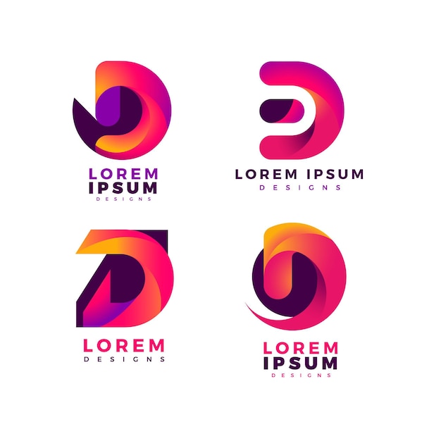 Vetor grátis coleção de logotipos gradiente d