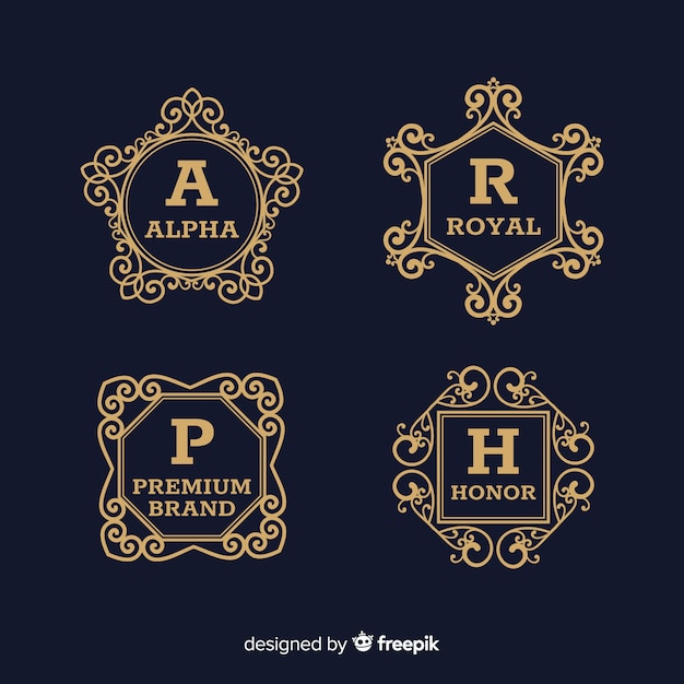 Vetor grátis coleção de logotipos ornamentais vintage