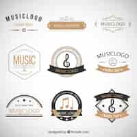 Vetor grátis coleção de logotipos retro música