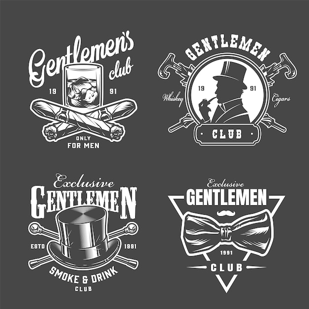 Vetor grátis coleção de logotipos vintage cavalheiro