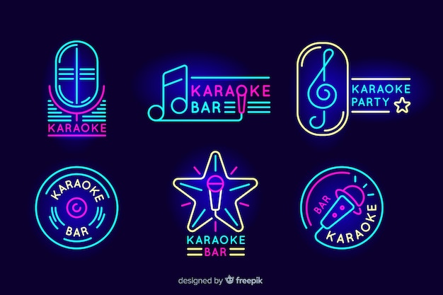 Vetor grátis coleção de luzes de karaoke néon
