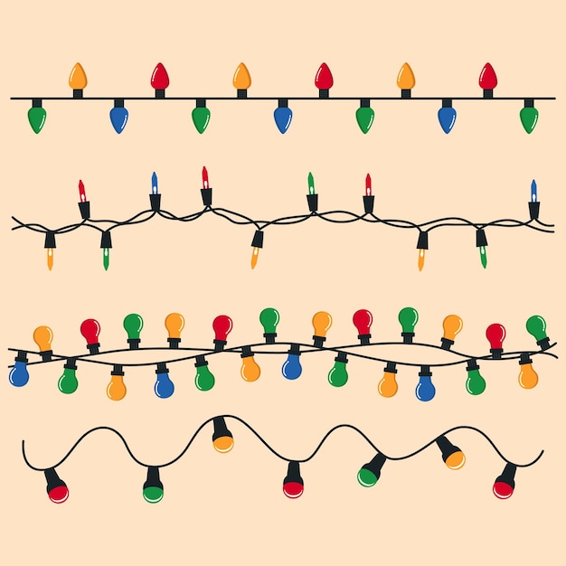 Coleção de luzes de natal planas