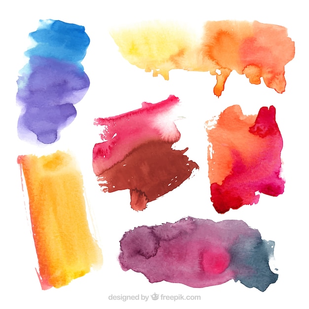 Coleção de mancha colorida de aquarela