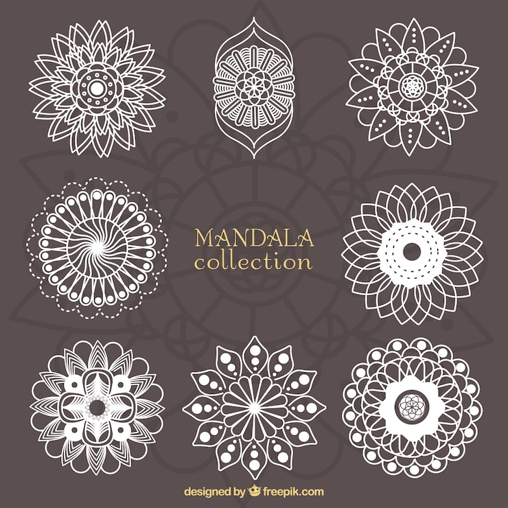 Vetor grátis coleção de mandalas desenhadas mão