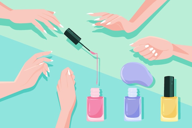 Vetor grátis coleção de mão de manicure