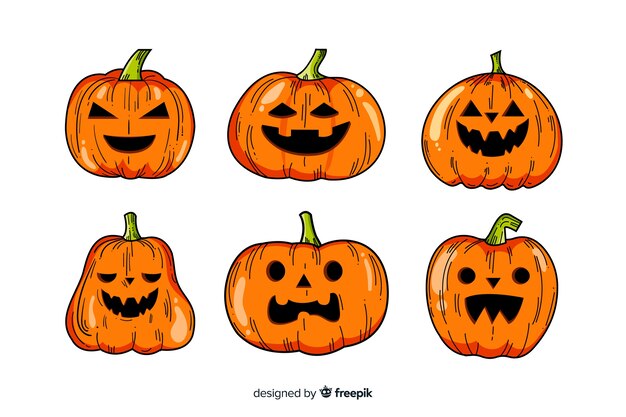 Coleção de mão desenhada abóbora de halloween