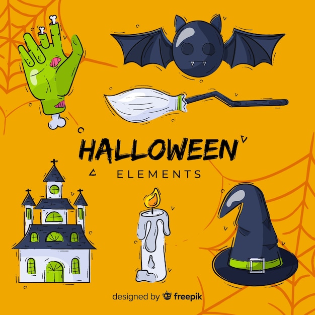 Coleção de mão desenhada elemento halloween