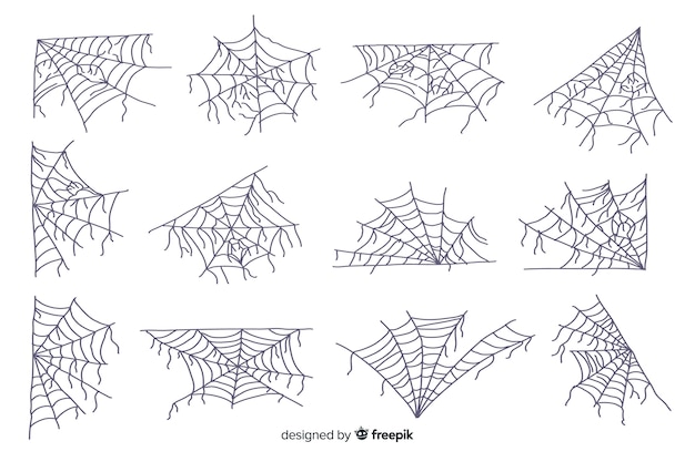 Coleção de mão desenhada teia de aranha no fundo branco