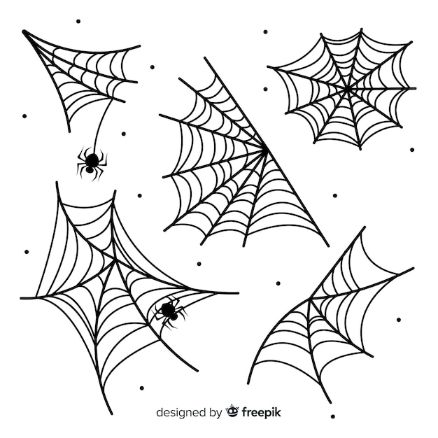 Coleção de mão desenhada teia de aranha