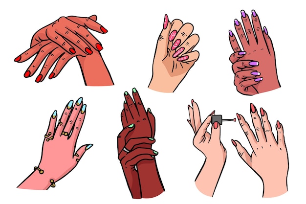 Coleção de mãos de manicure