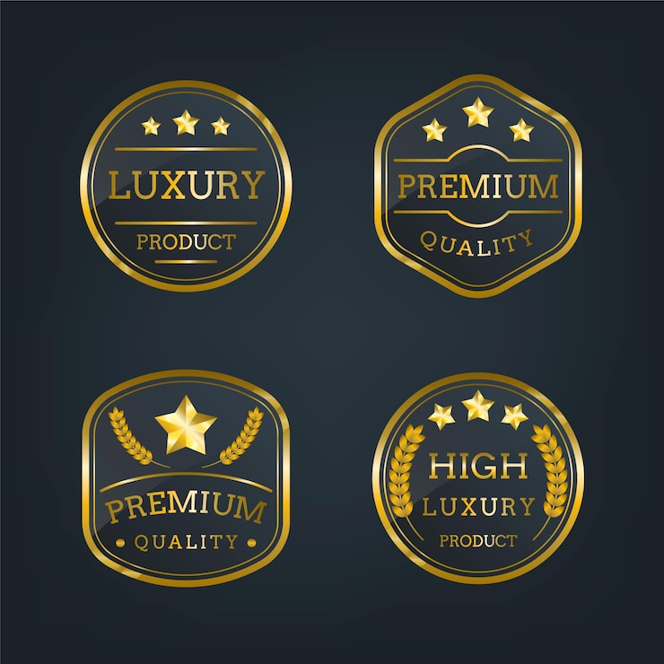 Vetor grátis coleção de marcas de luxo gradiente dourado