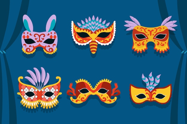 Coleção de máscaras de carnaval de Veneza