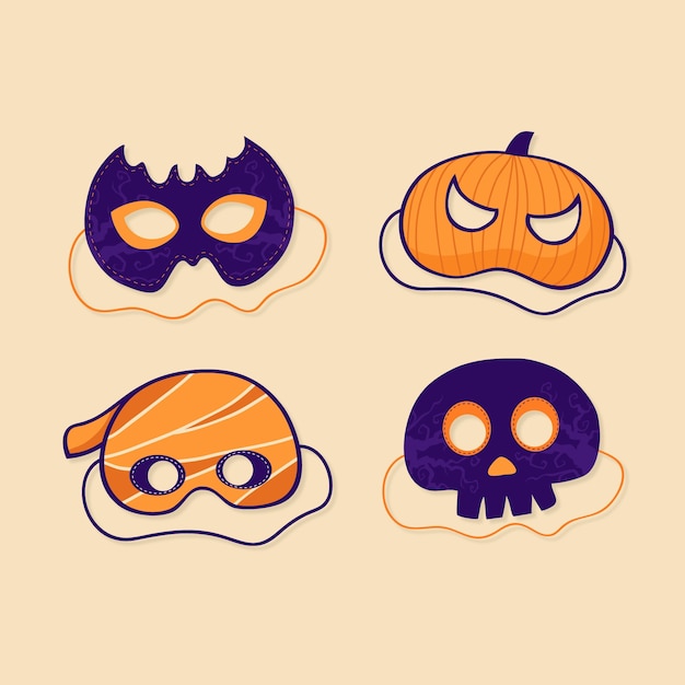 Coleção de máscaras planas de halloween