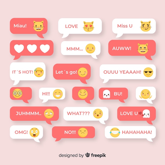 Coleção de mensagens com emojis