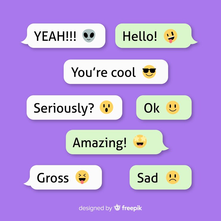 Vetor grátis coleção de mensagens com emojis