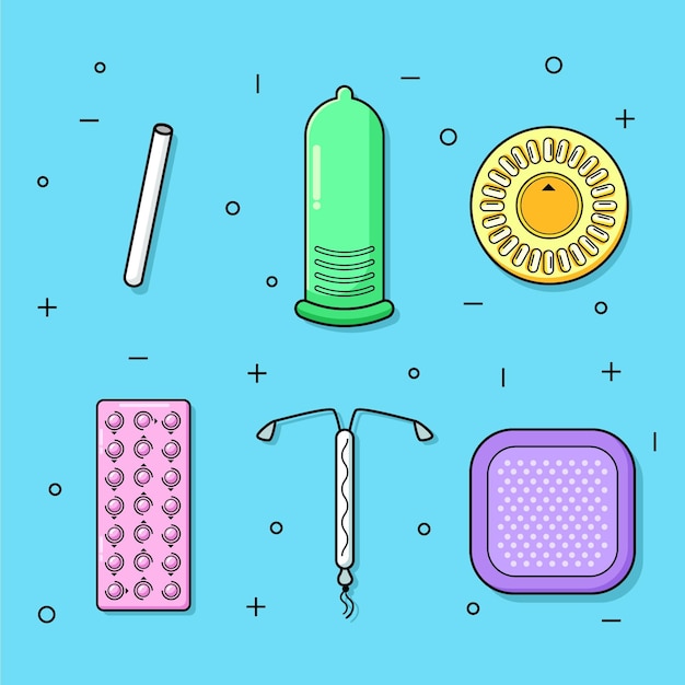 Coleção de métodos contraceptivos diferentes