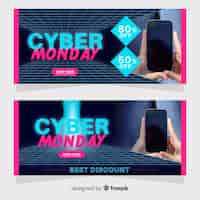 Vetor grátis coleção de modelo de banner cyber ​​segunda-feira