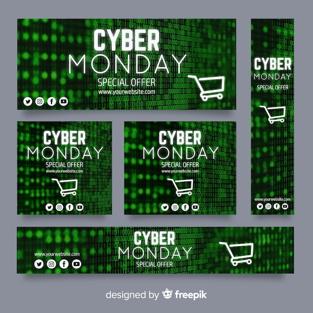 Coleção de modelo de banner cyber ​​segunda-feira