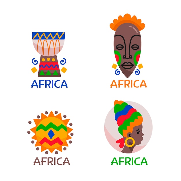 Vetor grátis coleção de modelo de logotipo da áfrica