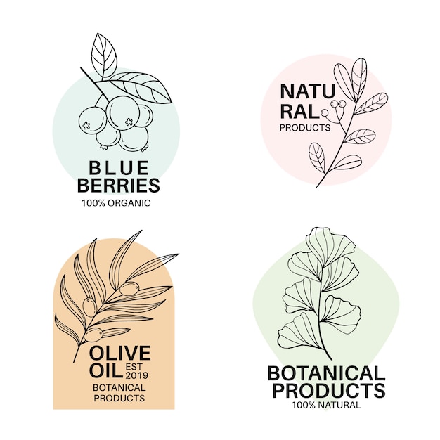 Coleção de modelo de logotipo de negócios naturais em estilo minimalista