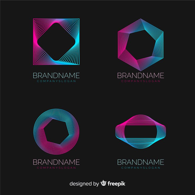 Vetor grátis coleção de modelo de logotipo de tecnologia gradiente